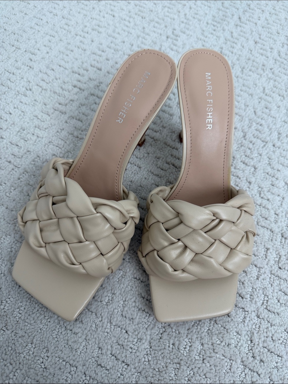 Marc Fisher Braided Cream Slide Mules